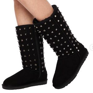 Heaven Sent Havoc Black Studded Mid-Calf Women's Boots NEW Size 10